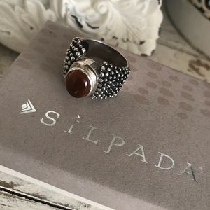 Silpada Retired amber sterling silver ring.
